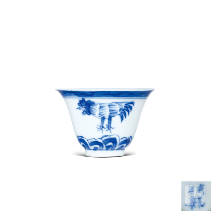 清晚期青花大吉图小杯
